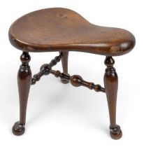 James Shoolbred & Co., 19th Century, A walnut three-legged cockfighting stool