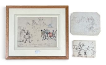 British, 19th Century, Three drawings with figure studies