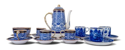 British, 19th century, A group of Royal Worcester and Broseley blue and white coffee china