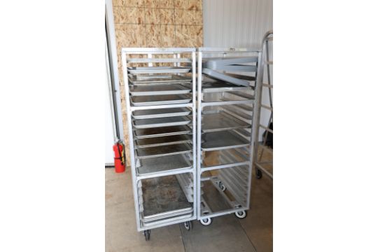 Two speed racks by Newage Industrial, height 63½”, width 20½”, depth 26