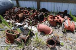 Pipe fittings, various diameters, pair of water main valves, model 2608FLAFTNU, and gaskets, everyth