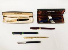 COLLECTION OF SHEAFFER FOUNTAIN PENS & PENS & A WATERMAN FOUNTAIN PEN