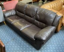 3 SEATER BROWN LEATHER SOFA