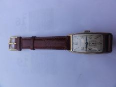 Longiness Mens Watch. Rolled Gold Tank Style, Curvex. Sub Dial. New Band Working Condition