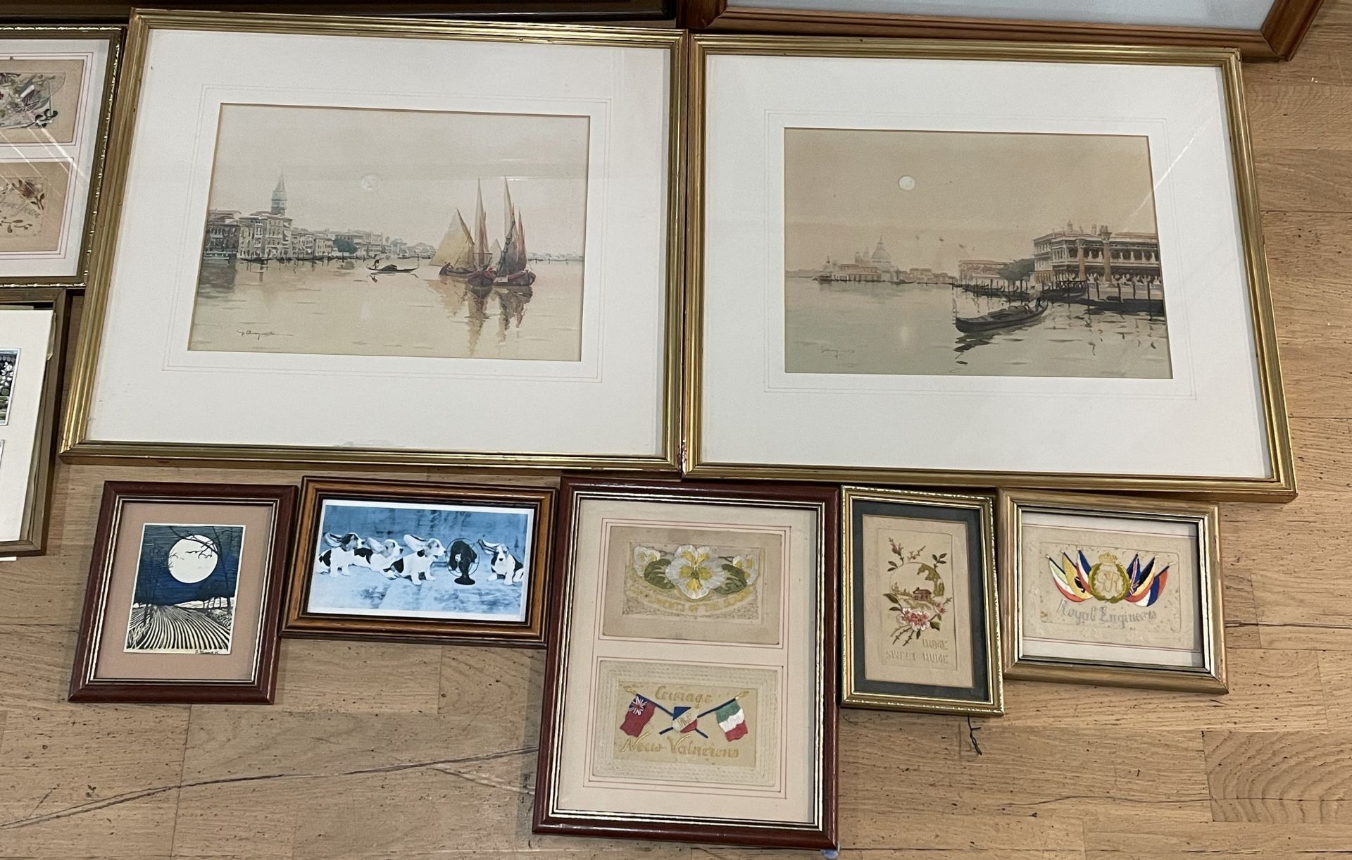 A selection of early 20th century and later prints, paintings and silks, to include a pair of - Image 2 of 3