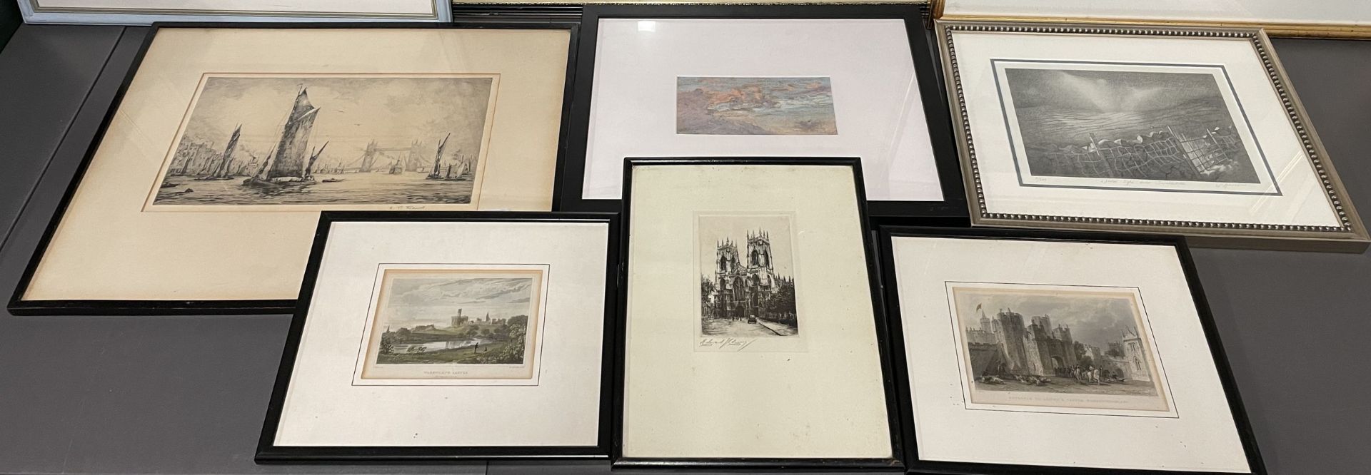 A collection of eight framed paintings, Ltd edition prints and etchings, to include a H.P Evans ( - Image 2 of 4