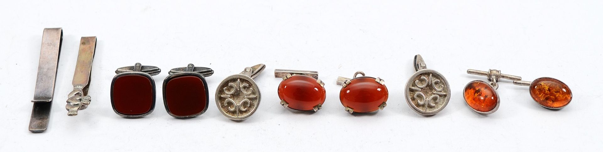Malcolm Gray, a pair of silver cuff links, three pairs of 925 silver cuff links and two 925 silver - Image 2 of 2