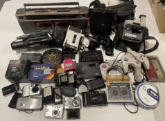 A collection of electronics to include a Amstrad TRC 6060 boombox, a Goodmans GCD308RSB portable