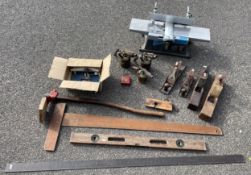 A collection of tools to include, a Nu-tool NRJ155 240v 1260w bench jointer, Joint Master MKII