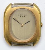 Pontiac, a gold plated manual wind gentleman's wristwatch, minimalist silvered dial, lacking