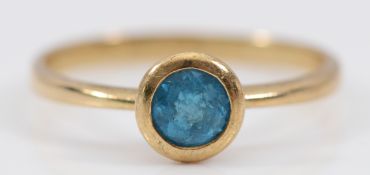 A 9ct gold blue topaz solitaire ring, Q, 1.9g