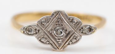 An Art Deco period 18ct gold and platinum single cut diamond dress ring, K, 2.1g