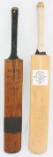 A commemorative cricket bat celebrating the centenary of the Somerset County Cricket Club, having