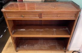 A mid 20th century inlaid mahogany Louis XVI revival low open bookcase, the rectangular top with