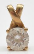 A 9ct gold cubic zirconia solitaire pendant, 1.6g