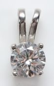An 18ct white gold mounted brilliant cut diamond pendant, approximately 0.40ct, estimated G/H, VVS1,