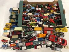A collection of loose play worn diecast model vehicles, including Dinky and Matchbox Superkings,