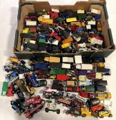 A collection of loose play worn diecast model vehicles, including Matchbox and other vehicles in one
