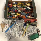 A collection of loose play worn diecast model vehicles, including Planes and Cars, Corgi Major and