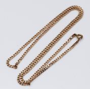 A 9ct gold flattened curb link chain, 60cm, 6.8gm