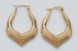A pair of 9ct gold hoop earrings, 28mm drop, 1.8g