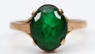 A Victorian 9ct gold glass solitaire ring, Birmingham 1868, S, 3.9g