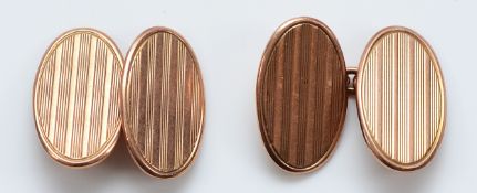 A pair of 9ct rose gold cuff links, Birmingham 1924, 8.9g