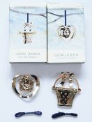 Georg Jensen, two 21ct white gold plated hanging Christmas decorations, to include the Christmas