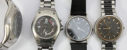 Four Seiko stainless steel gentleman's wristwatches to include, Seiko Kinetic, ref. 5M42-0E39, Seiko