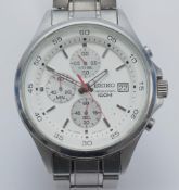 Seiko Chronograph, a stainless steel quartz date gentleman's wristwatch, ref. 4T57-00E0, white