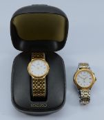 Seiko Kinetic, a gold plated automatic date gentleman's wristwatch, ref. 5M42-0B10, white dial