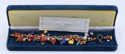 The Bradford Exchange, a 24k gold plated Disney character charm bracelet featuring 37 character