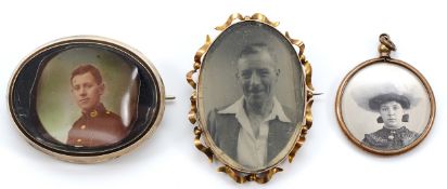 Two locket brooches, with a locket pendant