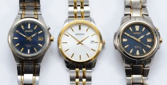 Seiko Kinetic, a titanium automatic date gentleman's wristwatch, ref. 5M62-0010, blue dial with