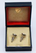 Aspinal of London, a pair of red enamel cuff links, in box