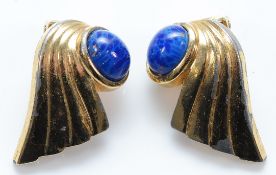 Christian Dior, a pair of gilt metal clip on earrings, some wear to the edges