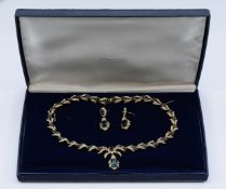 Attwood & Sawyer, a 1970s floral necklace with matching earrings