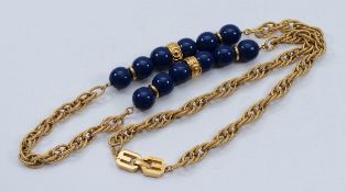Givenchy, a 1977 gilt metal and resin beaded necklace, 82cm