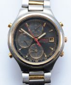 Seiko Titanium Chronograph, a quartz date gentleman's wristwatch, ref. 7T32-7000, black dial with