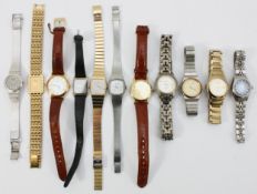 Eleven Seiko quartz and automatic stainless steel and gold plated ladies wristwatches. (1 bag)