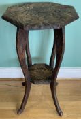 Liberty of London, a Japanese carved wood two tier side table, c. 1905, 72 x 43cm.