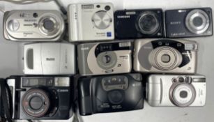 10 digital and film cameras to include a Canon SureShot 80u, a FujiFilm FinePix F410, a Sony