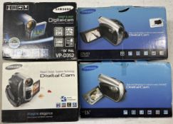 Four boxed digital camcorders to include, a Samsung Mini DV and a Samsung Mini DV 1200X. (4).
