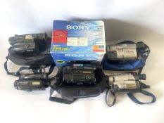 A collection of camcorders to include, a Sony Vision Hi8, a Sony CCD-TRV57E and a Sony CCD-