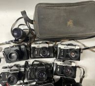 6 Zenit film cameras to include a Zenit 12XP, a Zenit ET, a Zenit EM and others. (1 box)
