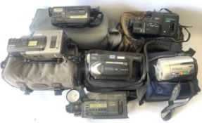 A collection of camcorders to include, a Sony Hi8, a Canon Canovision E60 and a JVC Digital GR-