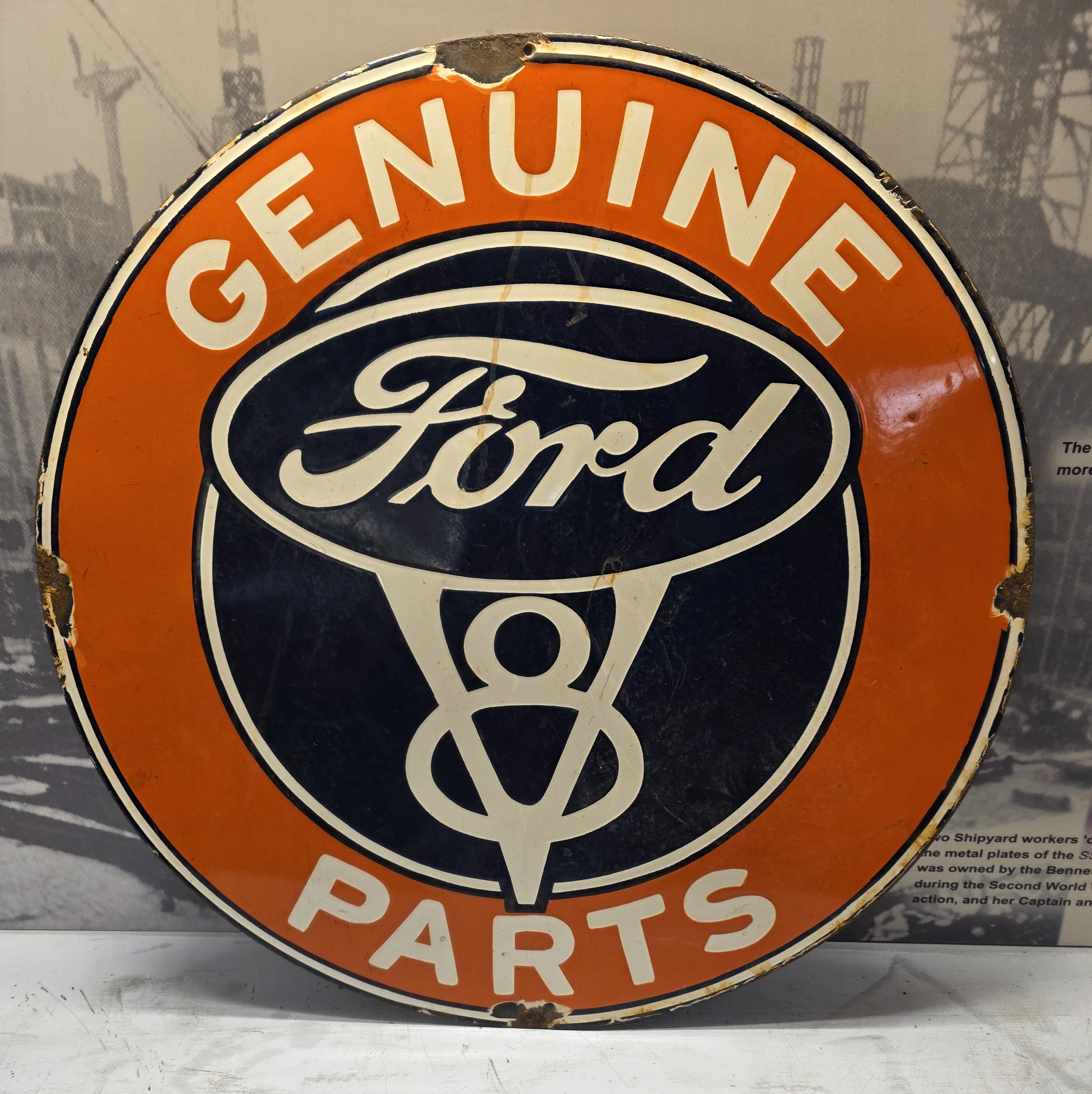 FORD V8 Genuine Parts, an original single sided vitreous enamel wall ...