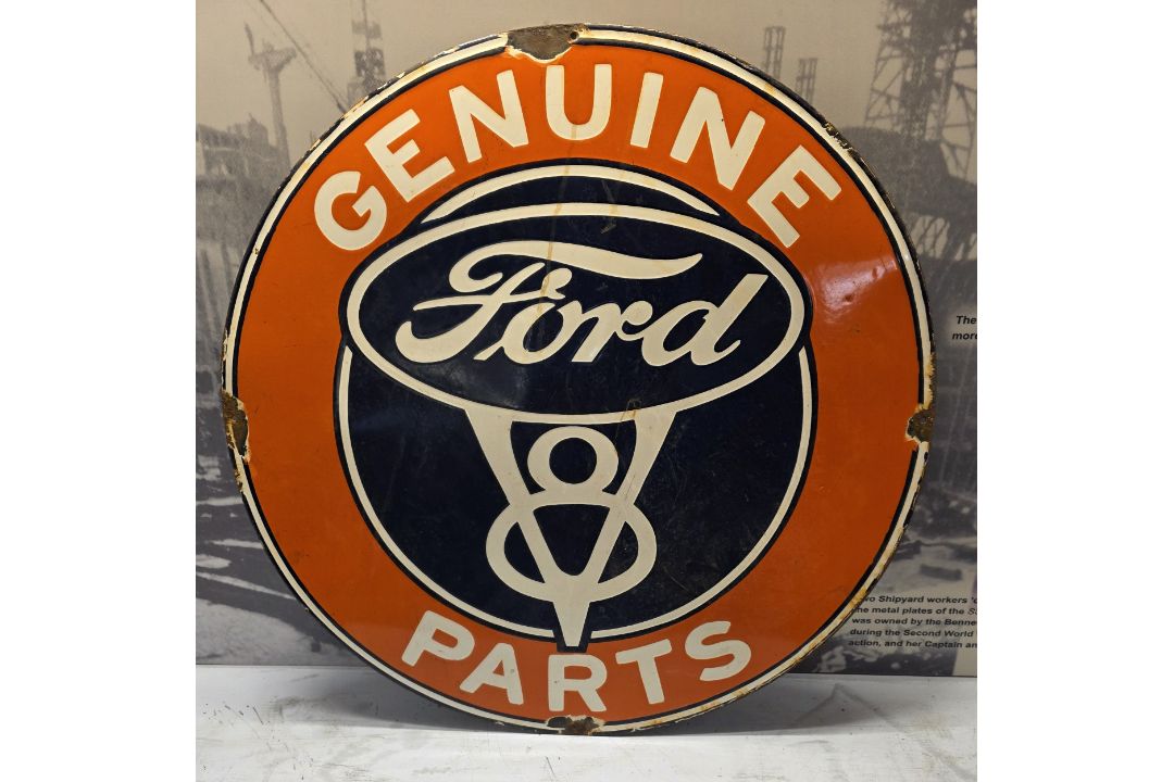 FORD V8 Genuine Parts, an original single sided vitreous enamel wall ...