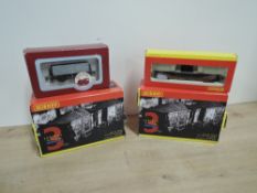 Hornby 00 Gauge Rolling Stock, R6278 and R6279 Three Assorted Plank Wagons Weathered, R6240 Lowmac
