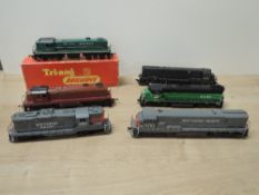 Diesel 00 Gauge Continental Locomotives, Tri-ang, Tri-Ang Railways 5007, burgundy with yellow stripe
